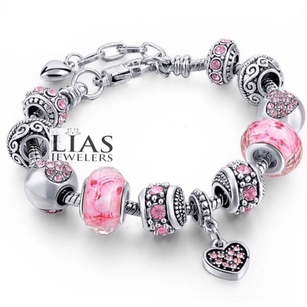 New 18k white gold pandora style bracelet